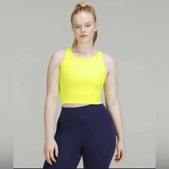 NWT Lululemon Yellow Power Pivot Ribbed Reversible Tank Top sz10 athletic train - Picture 1 of 8